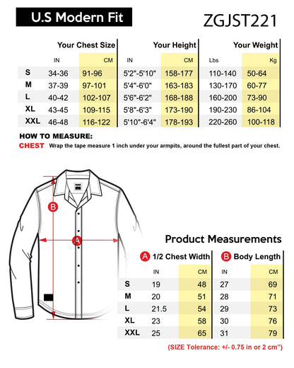 ZIMEGO Mens Holiday Hawaiian Long Sleeve Stretch Casual Aloha Button Down Shirt-9