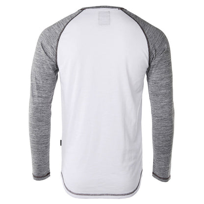 ZIMEGO Long Sleeve Contrast Raglan Henley V-Neck T-Shirts-2
