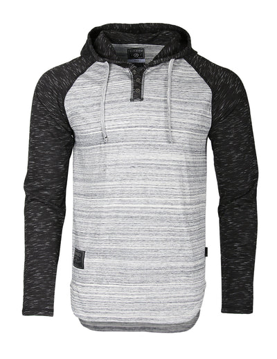 ZIMEGO Long Sleeve Raglan Henley Round Bottom Hood T-Shirts - Space Grey-0