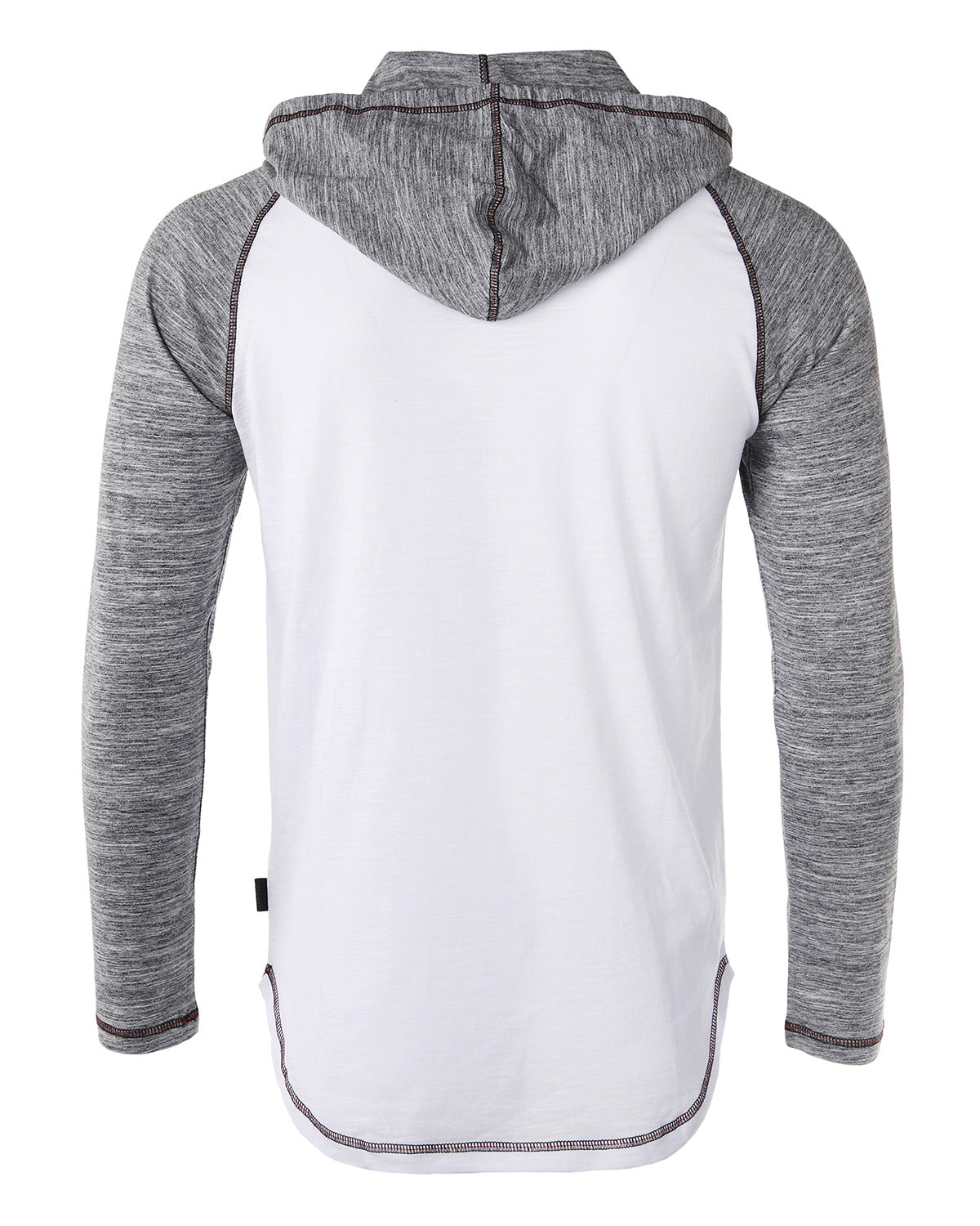 ZIMEGO Long Sleeve Raglan Henley Round Bottom Hood T-Shirts - BLACK / BLACK-16