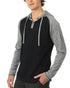 ZIMEGO Long Sleeve Raglan Henley Round Bottom Hood T-Shirts - WHITE/BLK-6