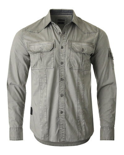 ZIMEGO Men's Stretch Flex Slim Color Washed Vintage Rugged Fashion Button Shirts-0
