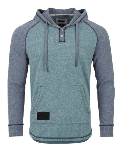 ZIMEGO Men's Long Sleeve Henley Raglan Hoodie with Kangaroo Pocket-0