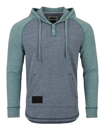 ZIMEGO Men's Long Sleeve Henley Raglan Hoodie with Kangaroo Pocket-0