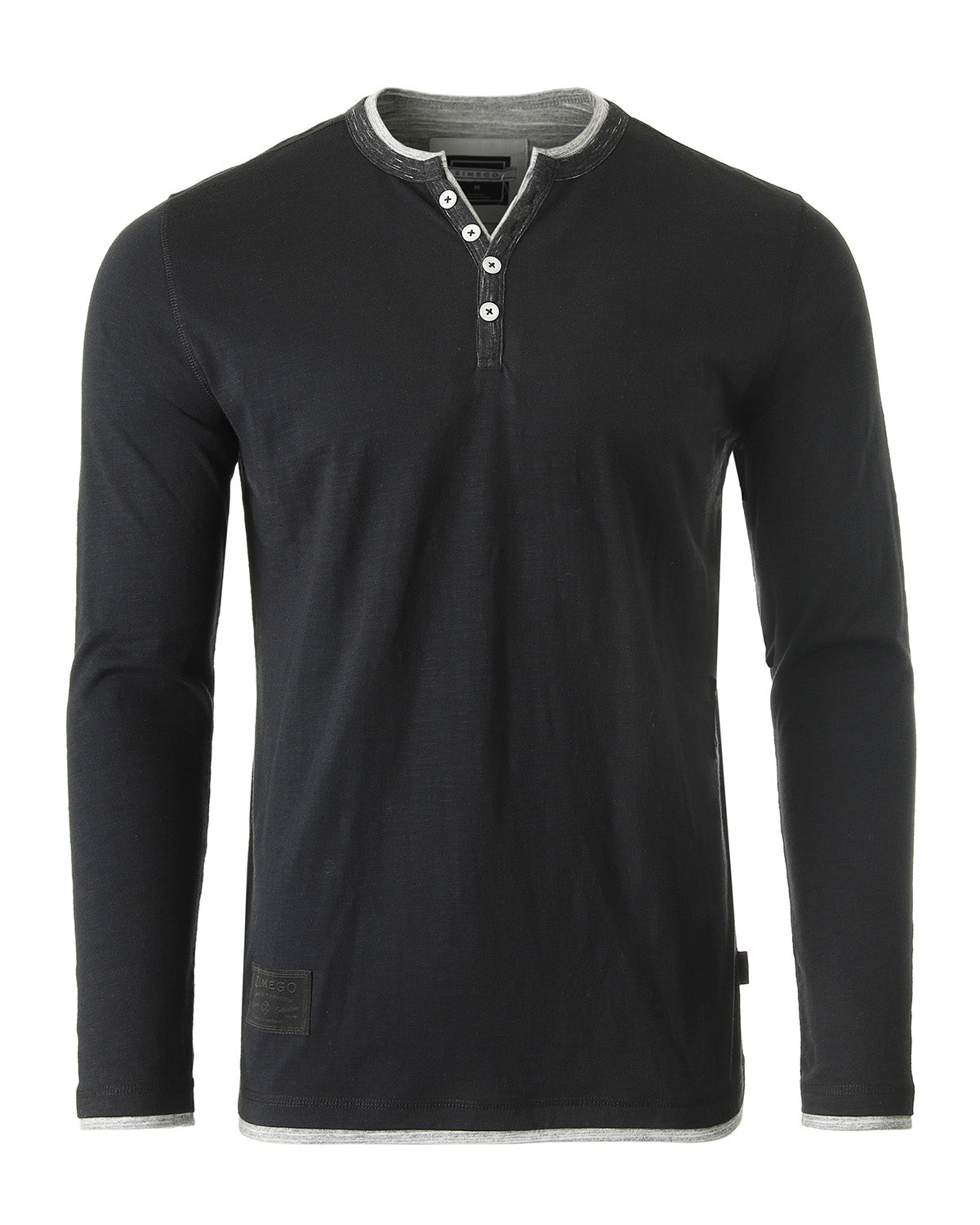 ZIMEGO Men’s Long Sleeve Double Layered Y-Neck Fashion Henley - ZGLS247-0