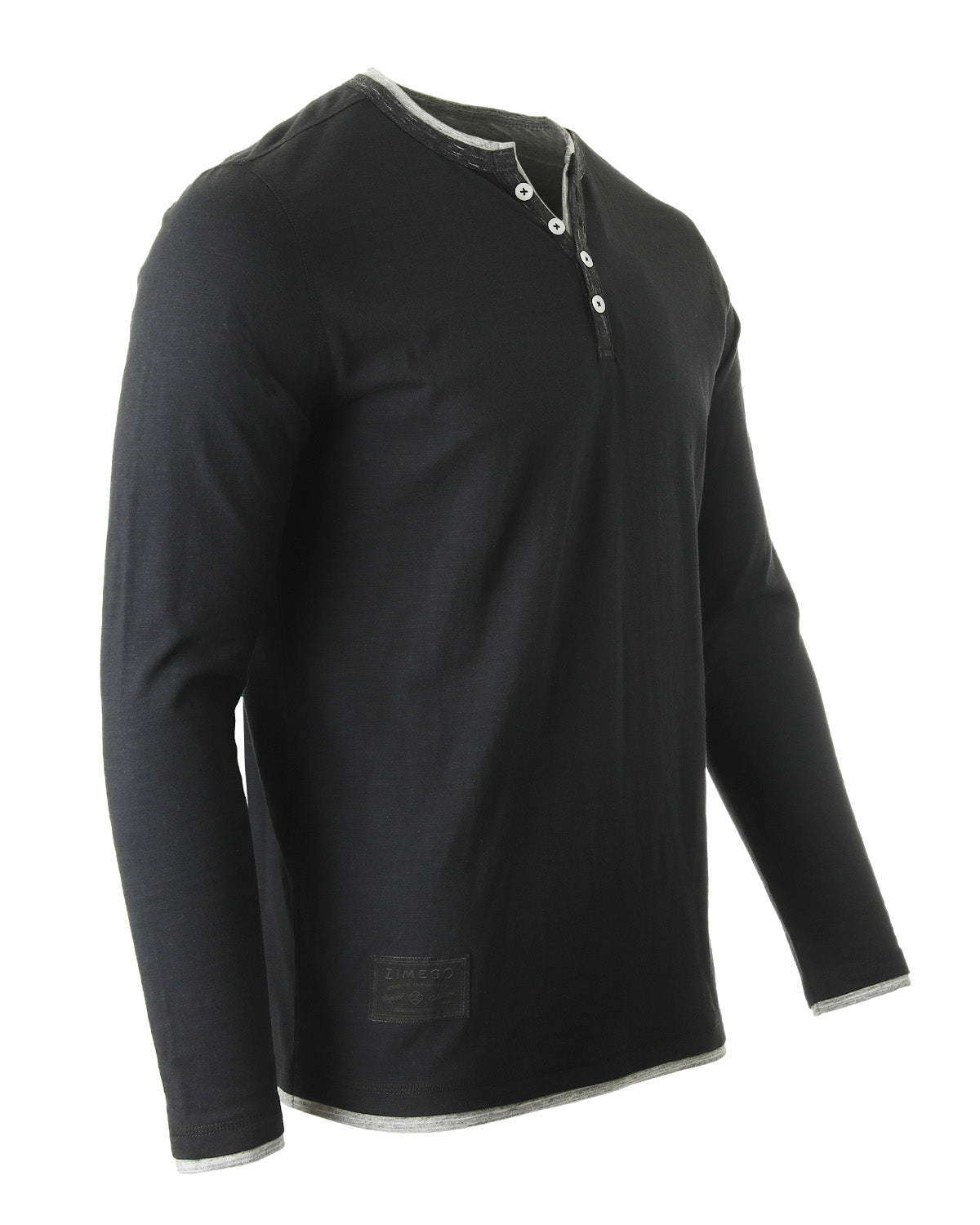 ZIMEGO Men’s Long Sleeve Double Layered Y-Neck Fashion Henley - ZGLS247-1
