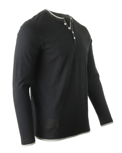 ZIMEGO Men’s Long Sleeve Double Layered Y-Neck Fashion Henley - ZGLS247-1