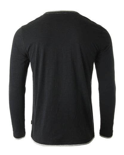 ZIMEGO Men’s Long Sleeve Double Layered Y-Neck Fashion Henley - ZGLS247-2