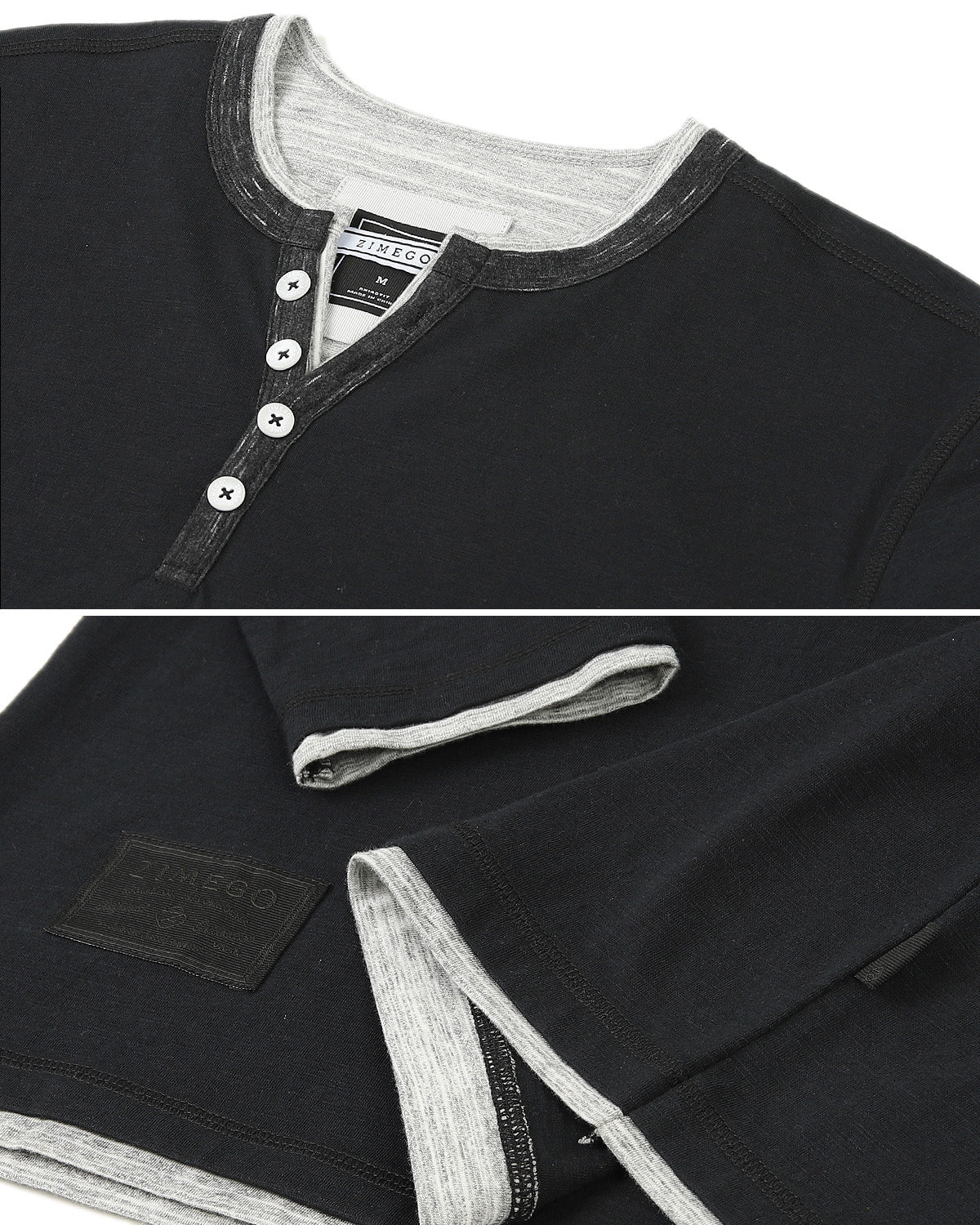 ZIMEGO Men’s Long Sleeve Double Layered Y-Neck Fashion Henley - ZGLS247-3