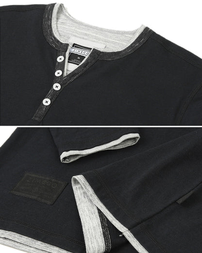 ZIMEGO Men’s Long Sleeve Double Layered Y-Neck Fashion Henley - ZGLS247-3