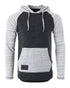 ZIMEGO Long Sleeve Raglan Henley Round Bottom Hood T-Shirts - BLACK / GREY-0