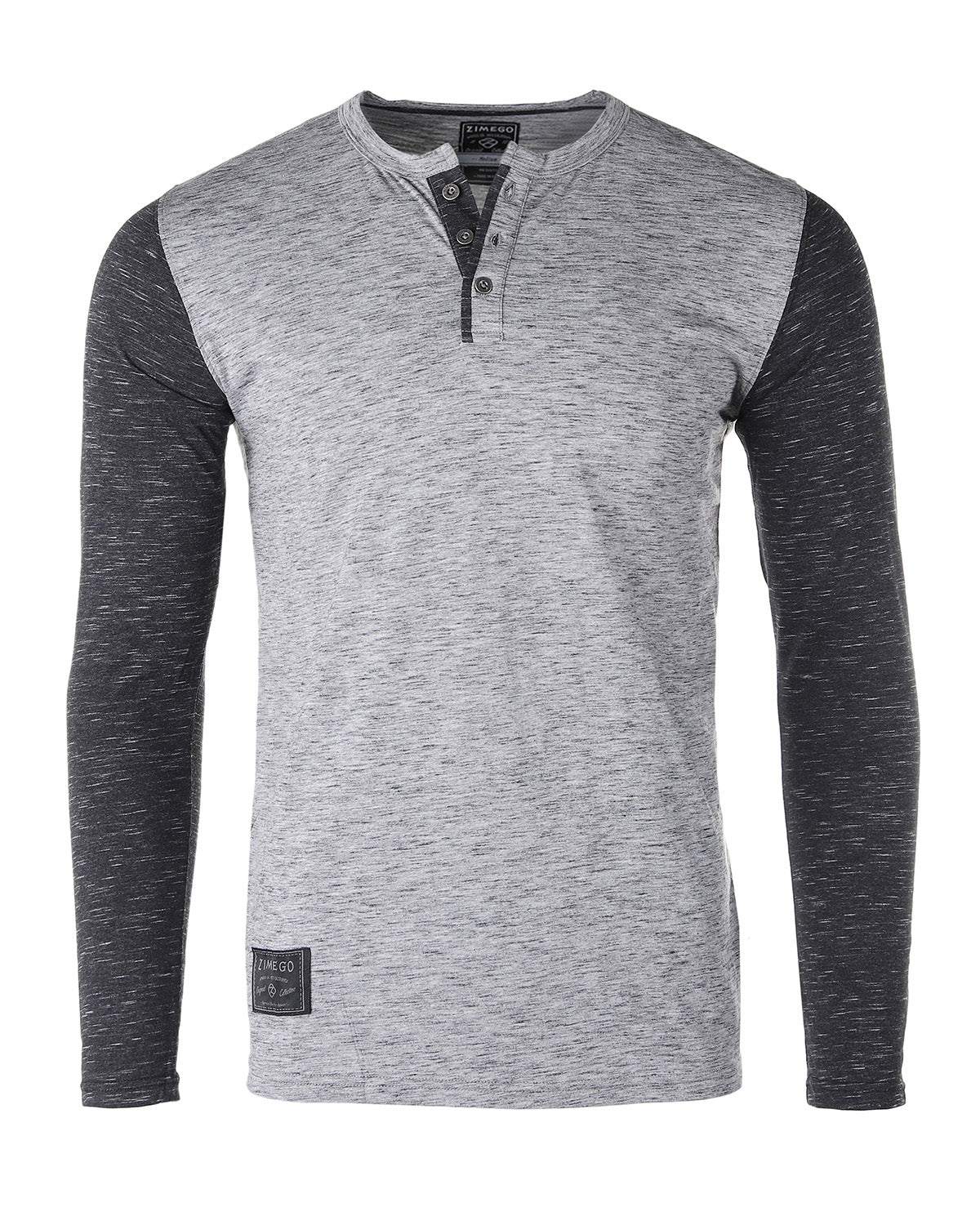 ZIMEGO Mens Contrast Long Sleeve Casual Button Up Henley Athletic T Shirt-0