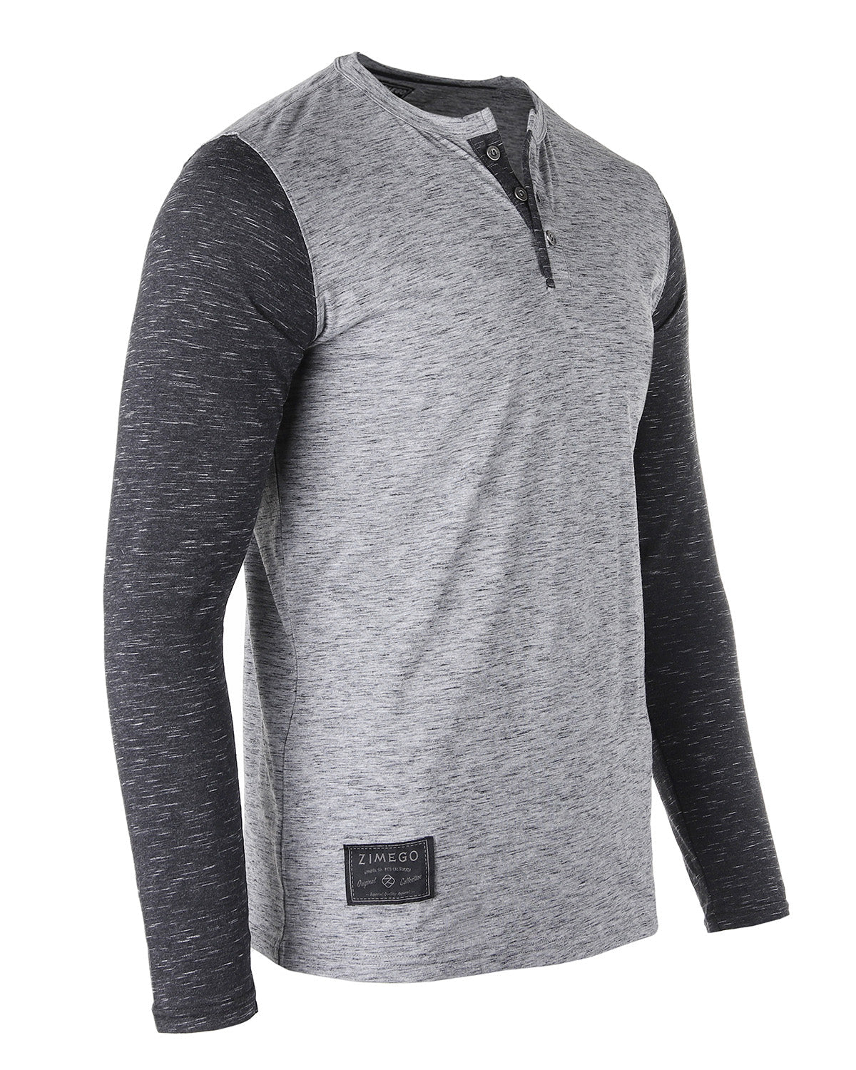 ZIMEGO Mens Contrast Long Sleeve Casual Button Up Henley Athletic T Shirt-1