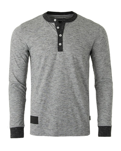 ZIMEGO Men's Long Sleeve Contrast Button Placket Neck Cuffs Casual Henley Shirts-0