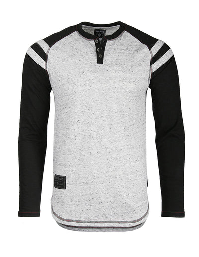 ZIMEGO Men's Long Sleeve Athletic Stripes Arm Contrast Raglan Henley - ZGLS555-0