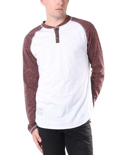 ZIMEGO Men's Long Sleeve Athletic Stripes Arm Contrast Raglan Henley - ZGLS555-0