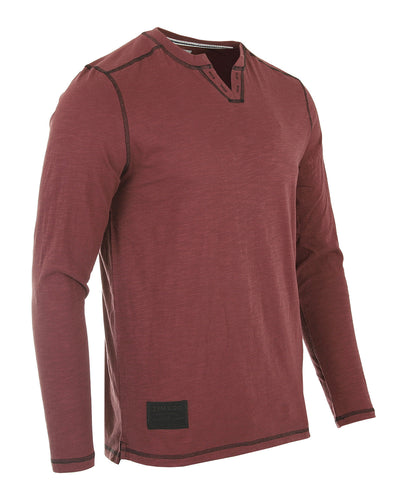 ZIMEGO Men's Vintage Long Sleeve Notch V-Neck Henley Casual Shirt-1