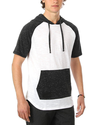 ZIMEGO Men's Short Sleeve Raglan Hoodie Round Bottom Semi Longline T-Shirt-0