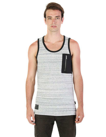 ZIMEGO Hiphop Zipper Pocket Side Slit Longline Tall Tank Top-1