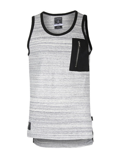 ZIMEGO Hiphop Zipper Pocket Side Slit Longline Tall Tank Top-0