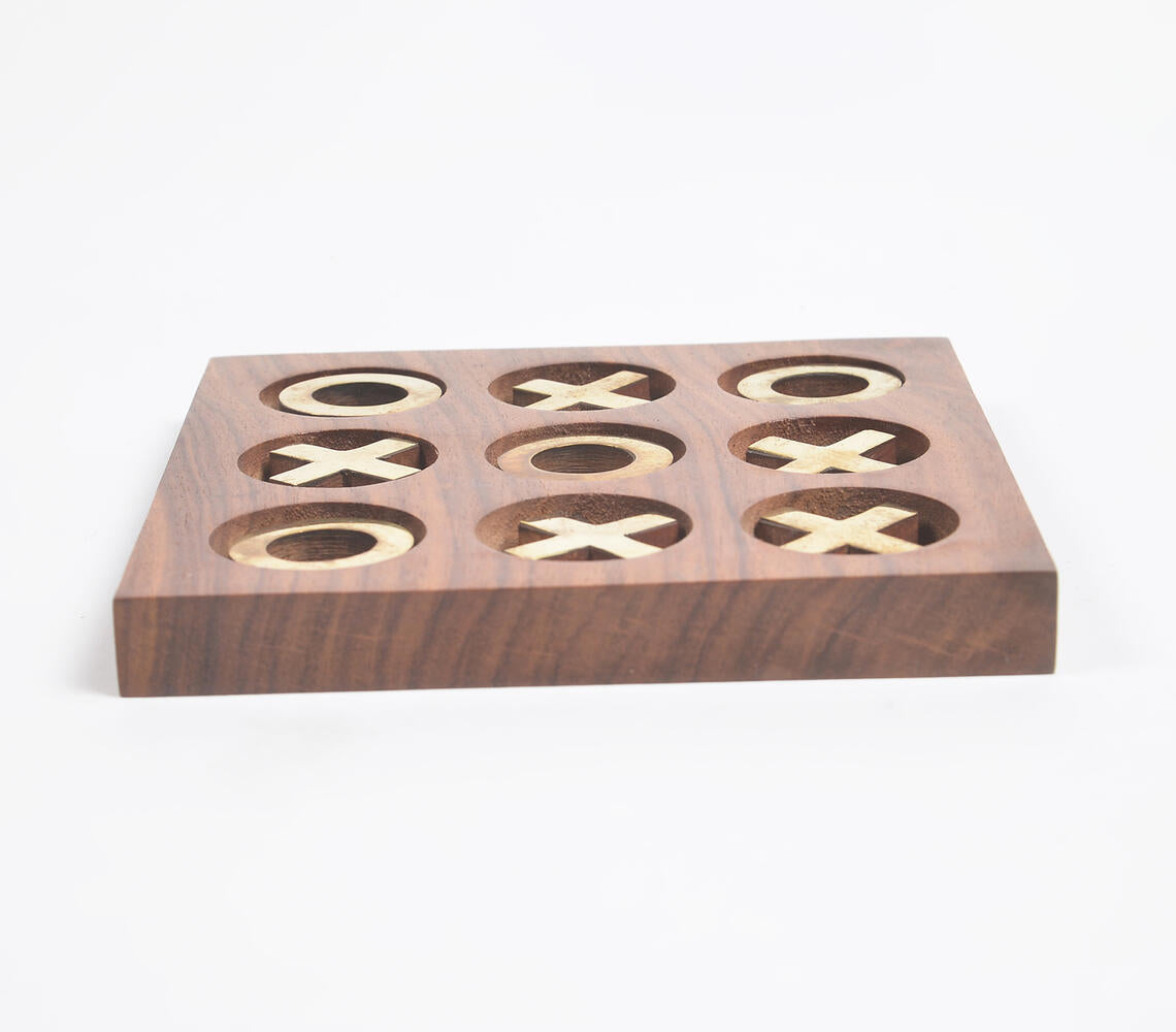 Hand Carved Wooden Tic-Tac-Toe Game Q1-2