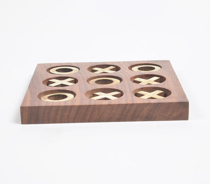 Hand Carved Wooden Tic-Tac-Toe Game Q1-2