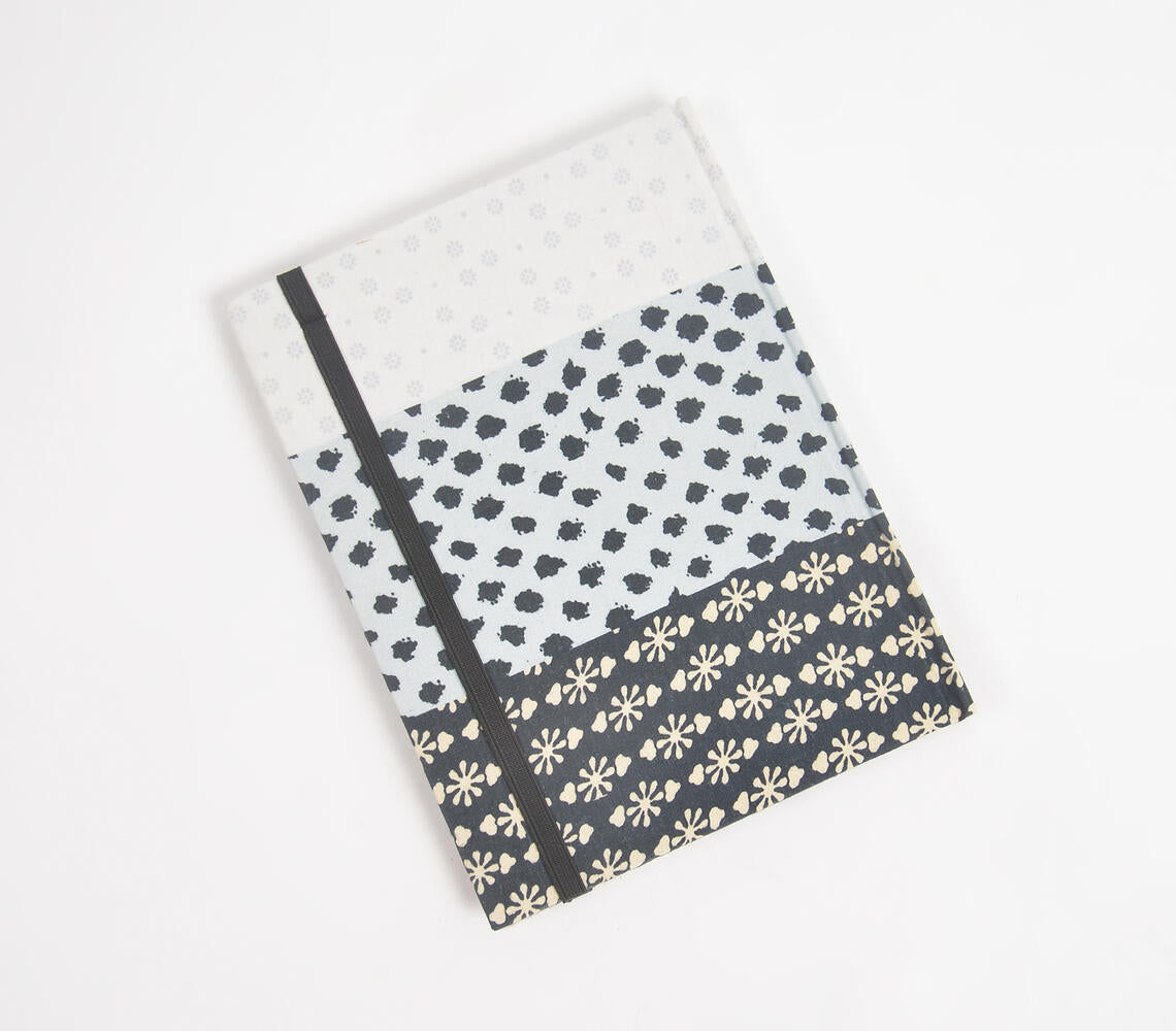 Monotone Printed Patchwork Fabric Diary-1