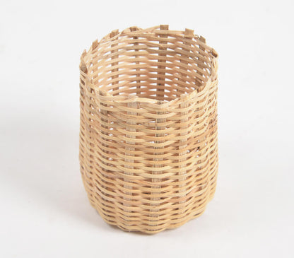 Handwoven Cane Cylindrical Pen Holder-1