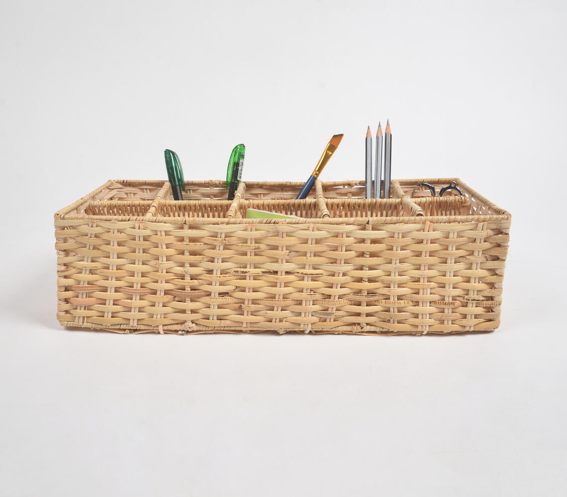 Handwoven Cane Eco-Friendly Table Organiser-0