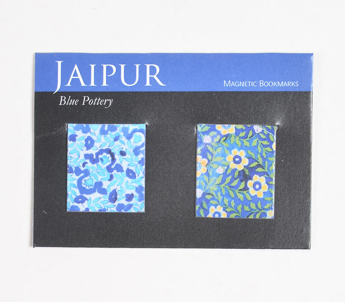 Jaipur Blue Pottery Magnetic Paper Bookmarks (set of 2)-2