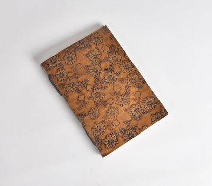 Embossed Floral Leather Diary-0