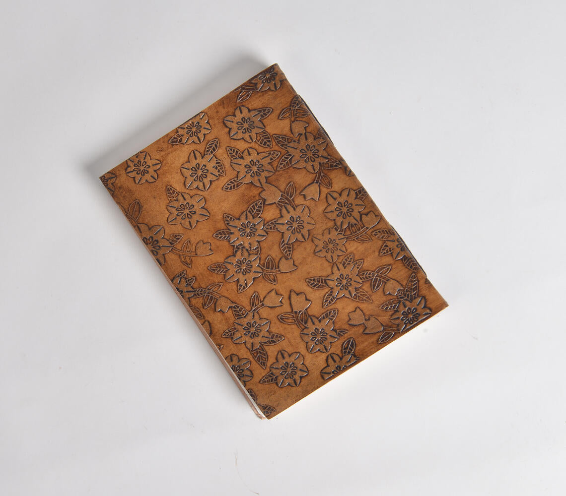 Embossed Floral Leather Diary-1