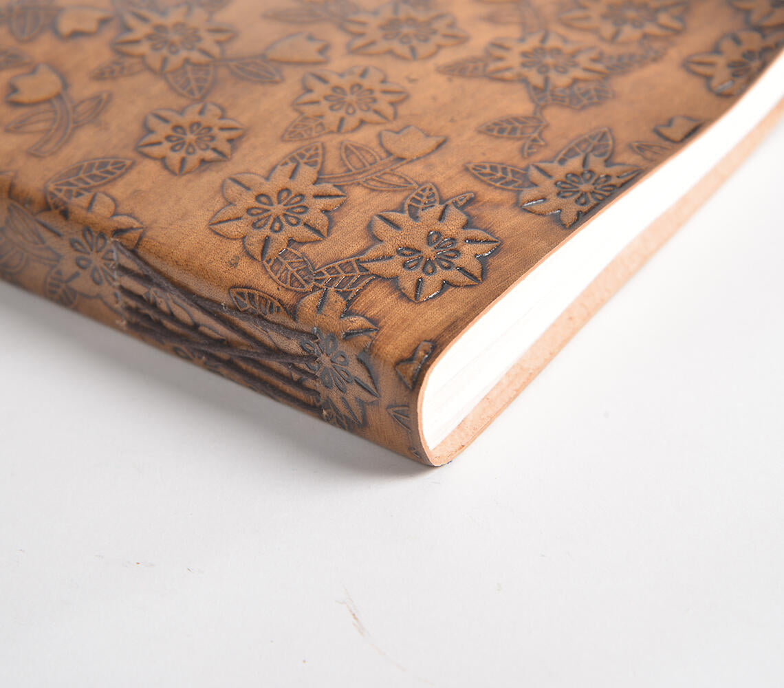 Embossed Floral Leather Diary-2