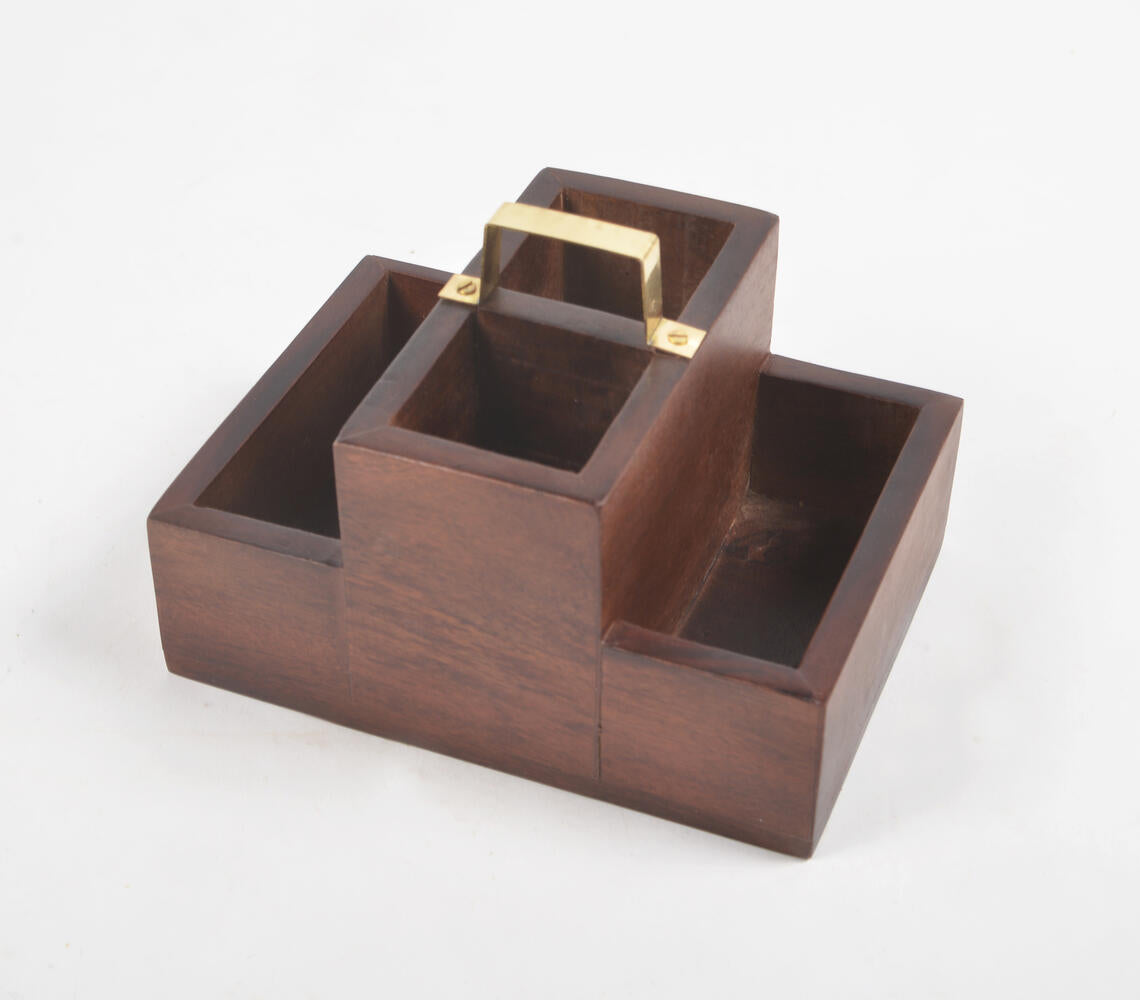 Raw Wooden 4-Slot Desk Organizer-1