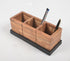 Raw Wooden 3-Slot Pen Stand-0