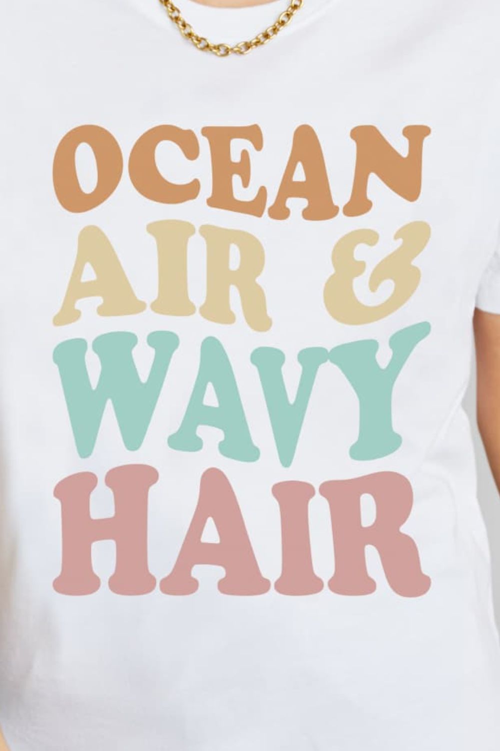 Simply Love Full Size OCEAN AIR &amp; WAVY HAIR Graphic Cotton T-Shirt