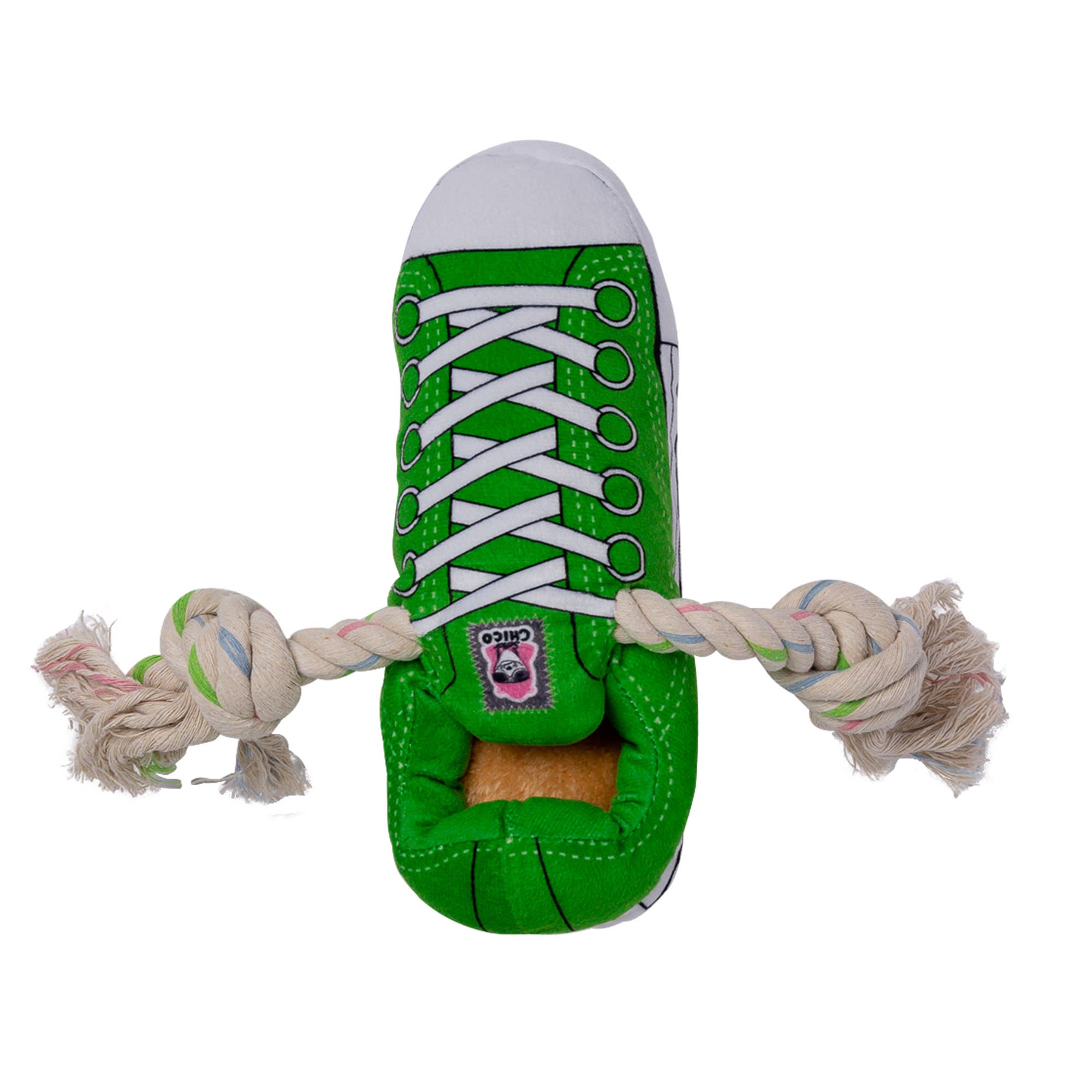 Squeaking Comfort Plush Sneaker Dog Toy - Green-0