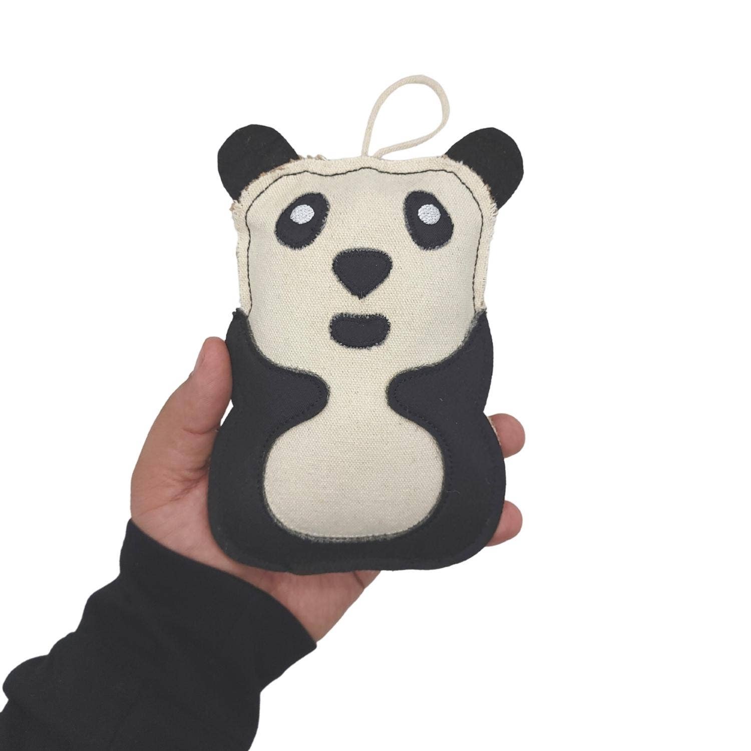 Eco-Friendly Canvas and Jute Panda Dog Toy-1