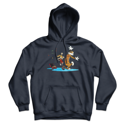 Calvin and Hobbes Dancing with Record Player Unisex Hoodie-2