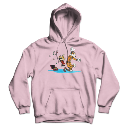Calvin and Hobbes Dancing with Record Player Unisex Hoodie-8