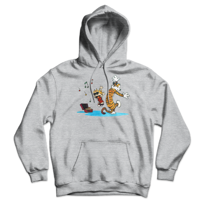 Calvin and Hobbes Dancing with Record Player Unisex Hoodie-0