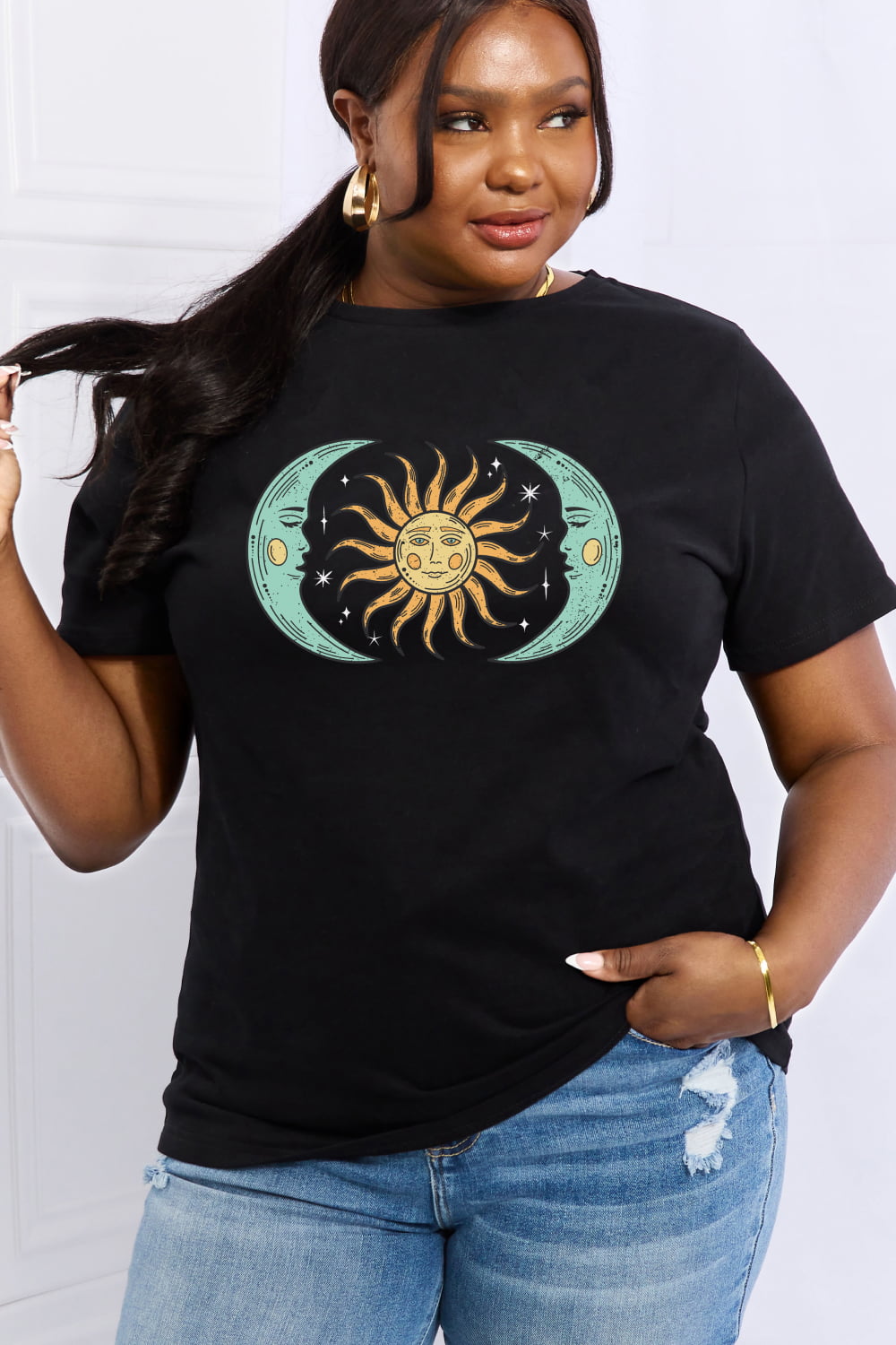 Simply Love Full Size Sun &amp; Moon Graphic Cotton Tee