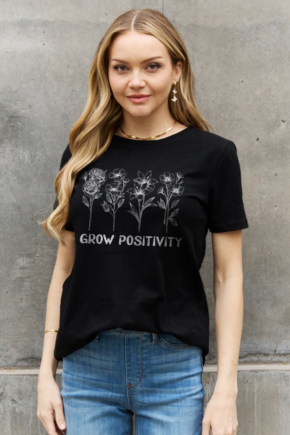 Simply Love GROW POSITIVITY Graphic Cotton Tee