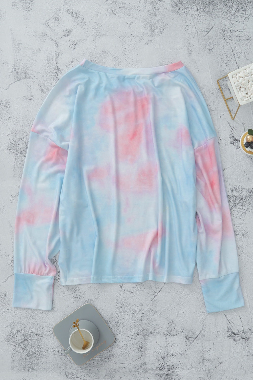 Tie-Dye Boat Neck Batwing Sleeve Tee