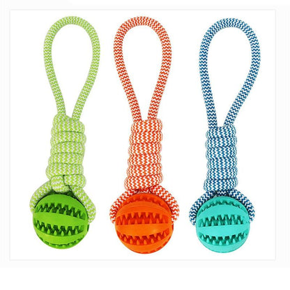 Rubber Ball Chew Toy with Cotton Rope | Dog Toy-1